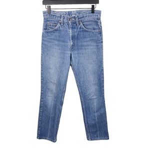 Vintage 80s Levi's Acid Wash Pinstripe Denim Jeans High Waisted Cropped Fit